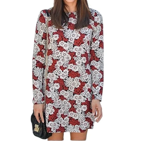 Zara Woman Red Black White Floral Daisy Mini Dress Size Medium Blogger Favorite - Picture 1 of 13